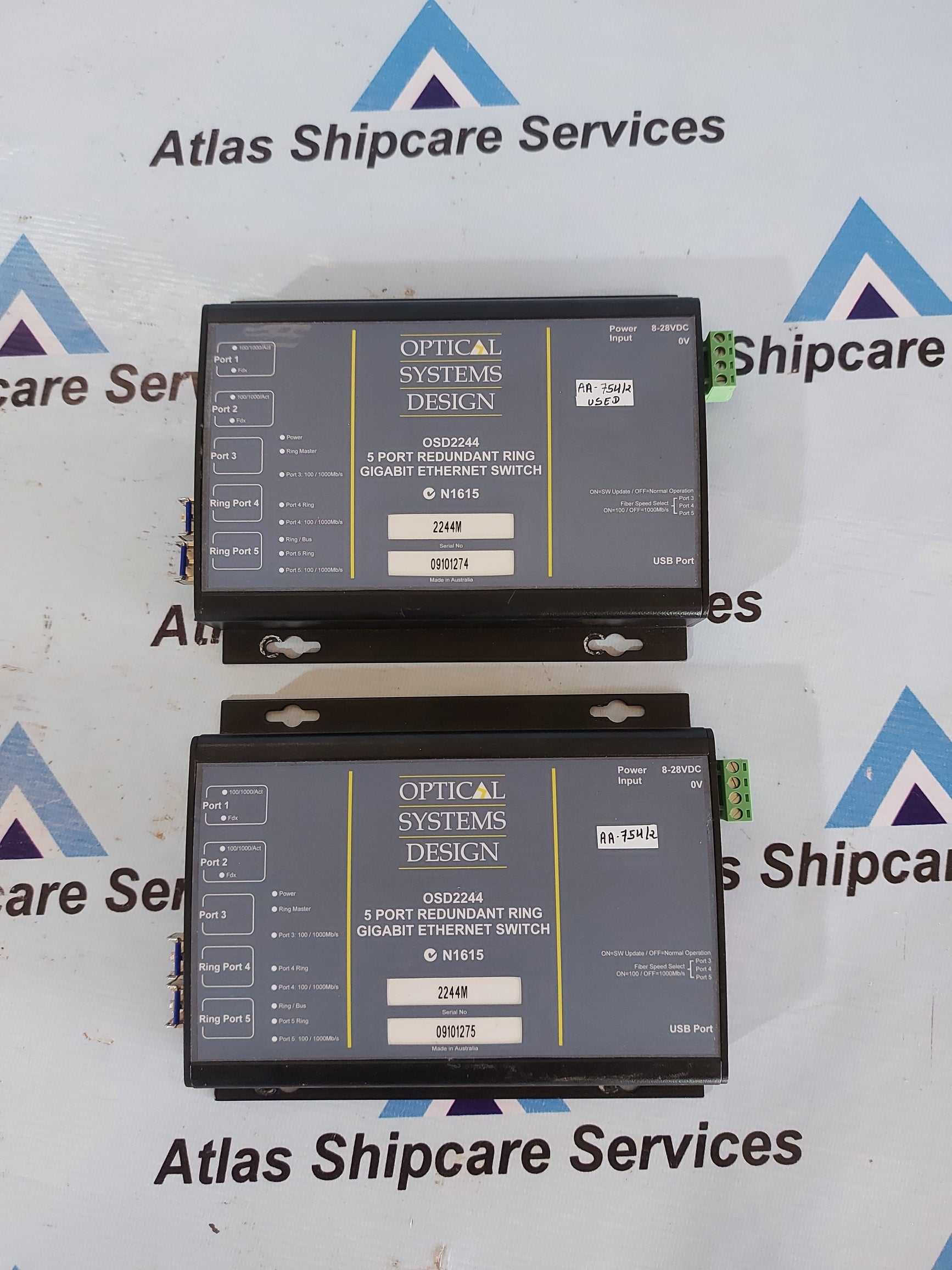 OPTICAL SYSTEM OSD2244 5 PORT REDUNDANT RING GIGABIT ETHERNET SWITCH